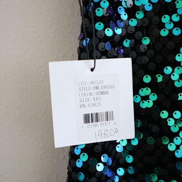 SHO by Tadashi Shoji Women's Sz XXS Shamrock Sequin Body-Con Cocktail Dress - Picture 6 of 16